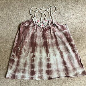 Free People Vintage Tie-Dye Crochet Tank Top Size Small
